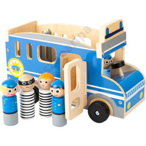 Nagy méretű fa rendőrségi busz , rendőr és bűnöző figurákkal, small foot 11459