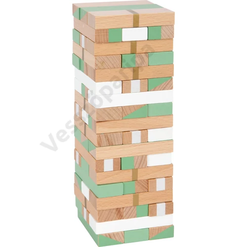 Pasztell és arany színű toronyépítő játék, jenga