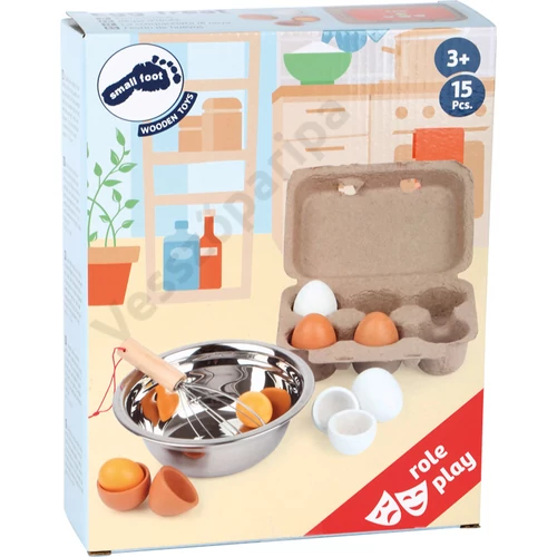 Fa tojások - tojástartóval és konyhai eszközökkel 
