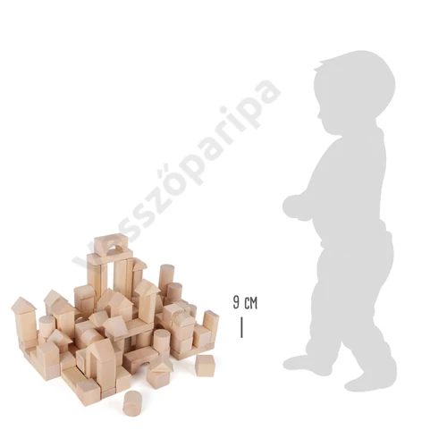 Small foot 7073 Fa építőkocka tárolózsákban mérete