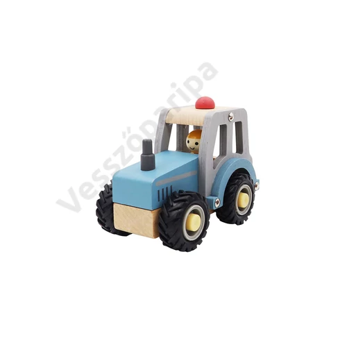 Kis kék játék traktor fából