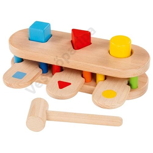 Goki fa kalapáló játék színes geometriai hasábokkal