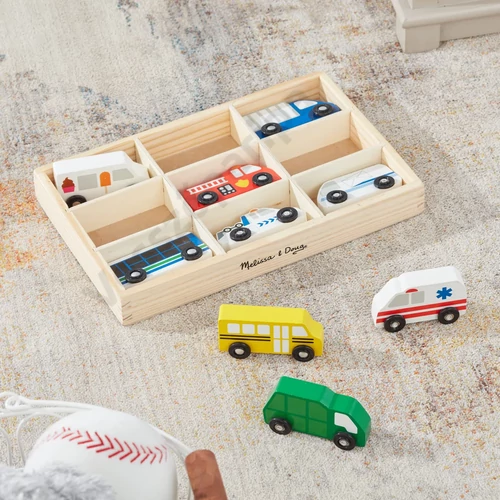 Melissa and Doug városi járművek és tartódobozuk