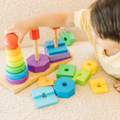Melissa and Doug három rudas toronyépítő játék