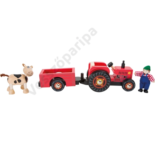 Small foot 10316 kis piros fa traktor pótkocsival
