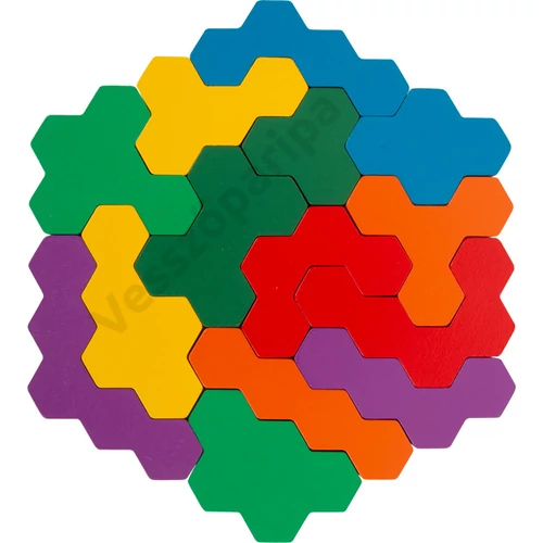 Fa hexagon mozaik kirakó és színpárosító