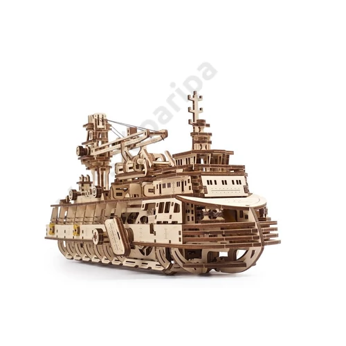 UGEARS modell - 3D puzzle kutatóhajó daruval
