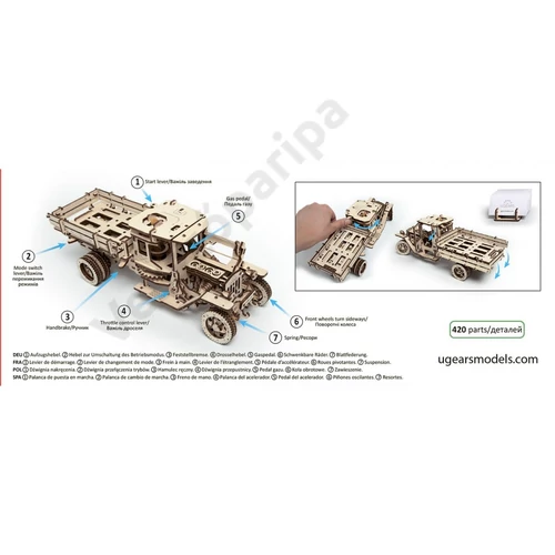 Ugears Teherautó mechanikus funkciói