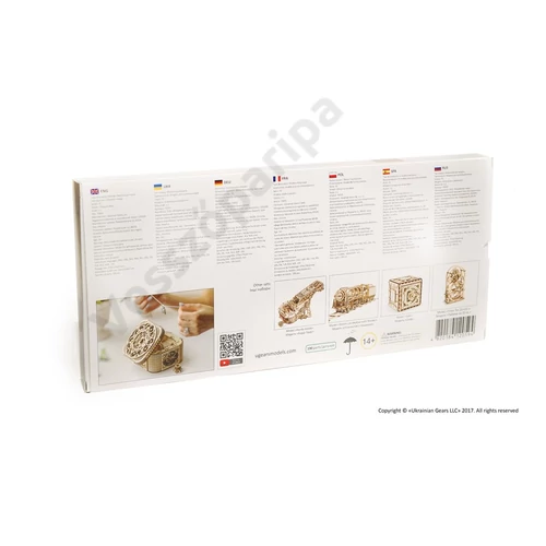 UGEARS Kincsesláda dobozának hátoldala