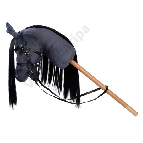 By Astrup szürke szőrű, fekete, nyitott szájú Blaze hobby horse