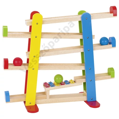 Goki 53825 színes fa golyópálya xilofonnal