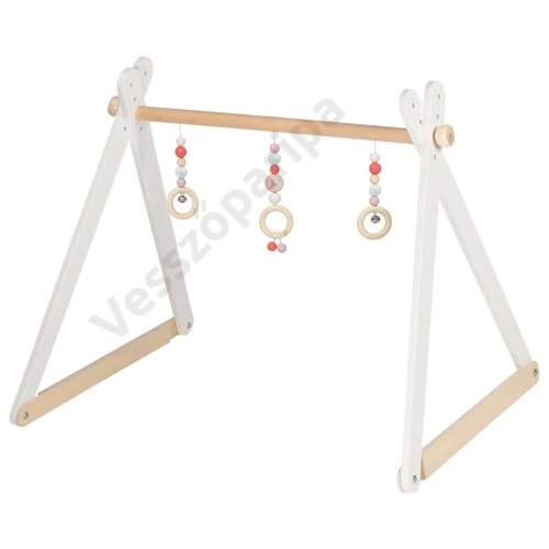 Goki Baby-Gym pasztell-pink csörgős babatornázó fából