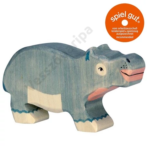 Holztiger fa figura víziló borjú