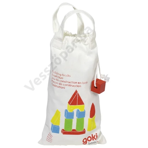 Goki 58575 színes fakocka készlet vászonzsákban