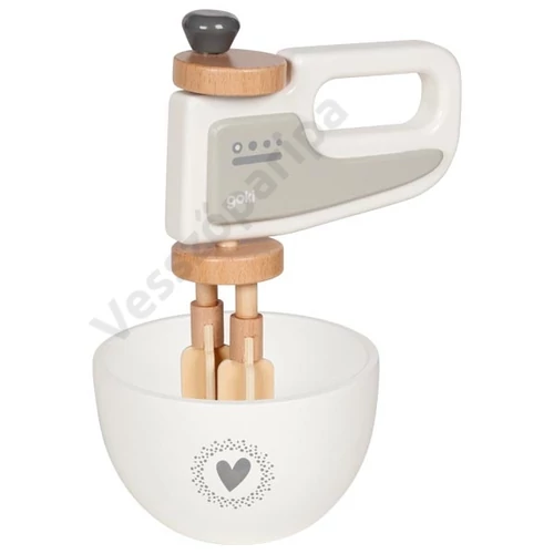 Fehér fa játék mixer és keverőtál