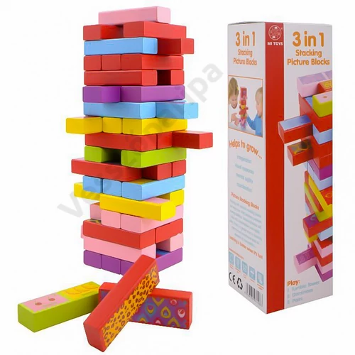 Szines fa jenga torony