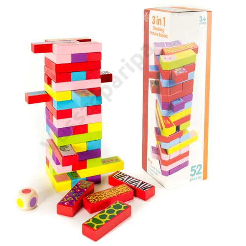 Szines fa jenga es domino egyben