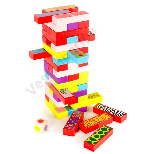 Szines fa jenga torony