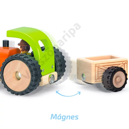 Fa játék traktor utánfutóval