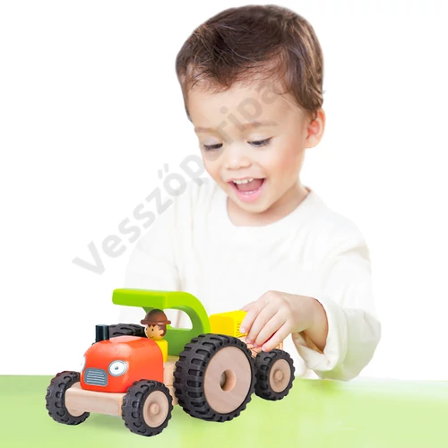 Fa játék traktor utánfutóval