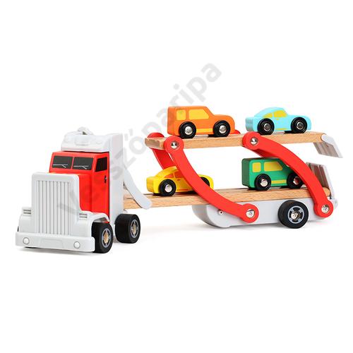 TopBright autószállító piros kamion fából