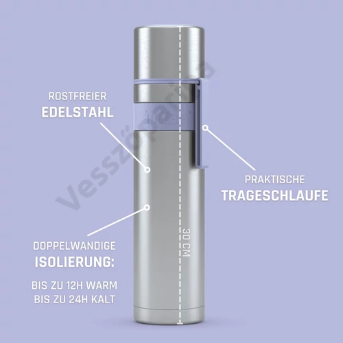 Boddels HEET termosz 700ml levendulakék övcsipesz