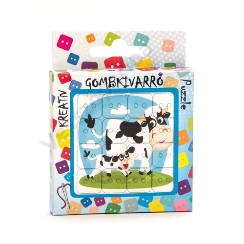Kreatív gombkivarró puzzle - boci
