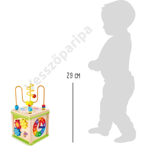 Rovaros golyóvezető készségfejlesztő kocka fából méret