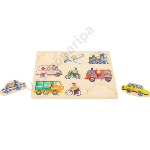 Fa fogantyús puzzle járművek