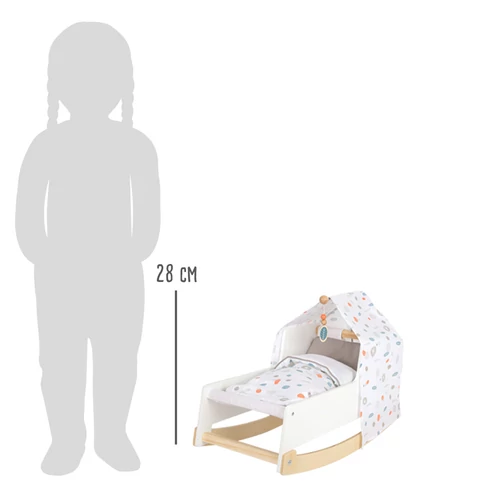 Fehér baba bölcső és babaágy egyben baldachinnal méret