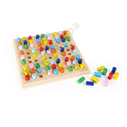 Színes, nagyméretű sudoku játék fából