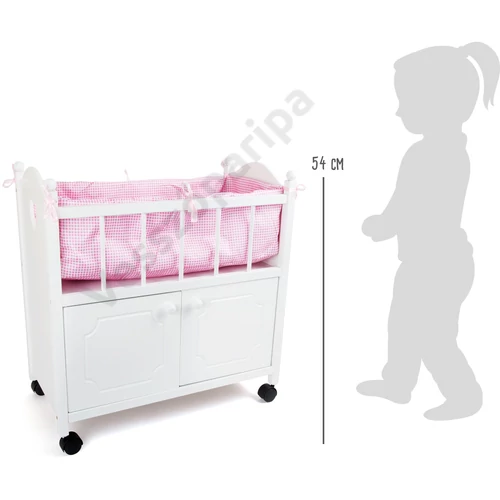 Small foot 2875 Fehér fa játék ruhásszekrény és babaágy méret
