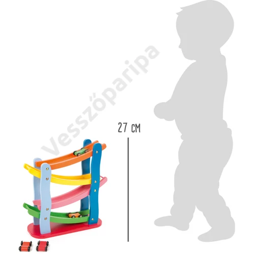 Színes fa autók a lejtőn méret