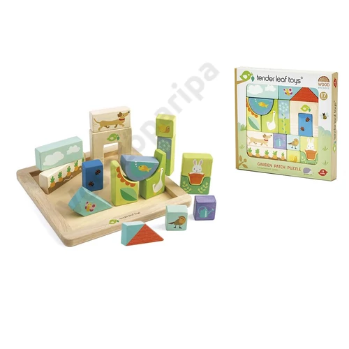 Tender Leaf Toys mozaik kirakó kertépítő kocka