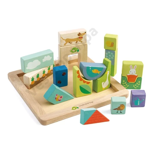Tender Leaf Toys mozaik kirakó kertépítő kocka