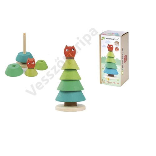 Montesszori torony fenyőfa bagollyal - Tender Leaf Toys