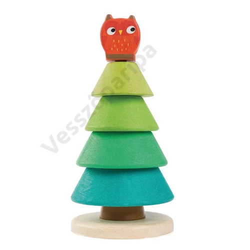Montesszori torony fenyőfa bagollyal - Tender Leaf Toys