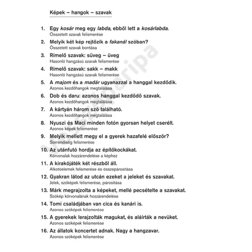 Logico Primo - Képek, hangok, szavak tartalom
