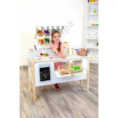 Fa játékkonyha, eladó pult, játék piaci stand egyben