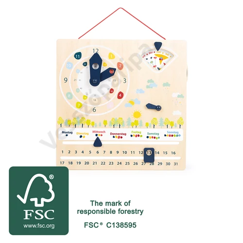 Többnyelvű tanuló óra, fa naptár fsc minősítéssel