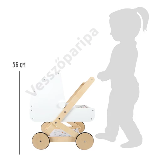 Small foot 11914 fehér fa játék babakocsi Kicsi pötty méret