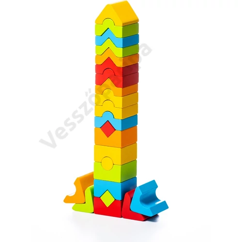 Cubika színes fa toronyépítő játék