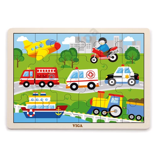 Fa puzzle - városi járművek - 24 részes kirakó