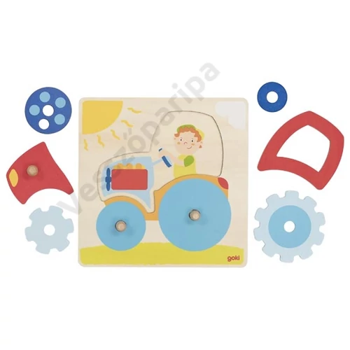 Goki fogantyús puzzle traktor kirakó