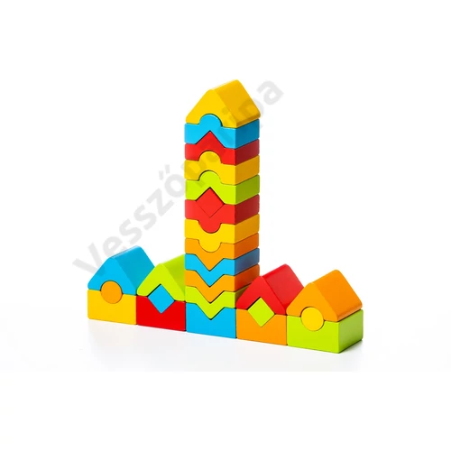 Cubika színes fa toronyépítő játék