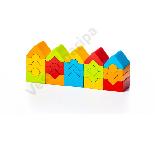 Cubika színes fa toronyépítő játék