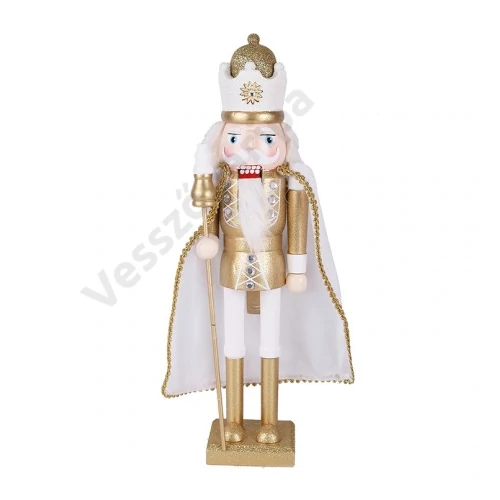 Diótörő figura - fehér, arany