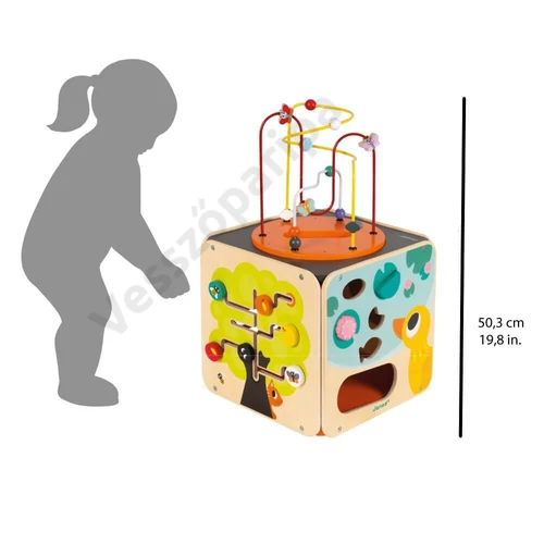 Janod multi-activity készségfejlesztő golyóvezető kocka méret