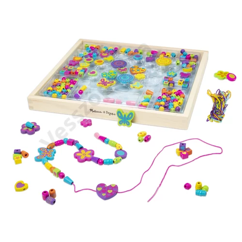 Kreatív gyöngyfűző készlet fadobozban Melissa and Doug