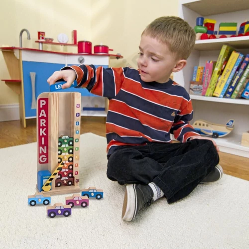 Melissa and Doug készségfejlesztő fajáték parkolótorony